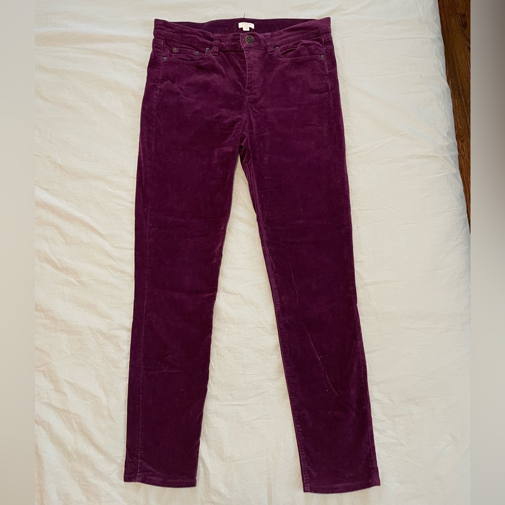 EUC J. Crew Skinny Jean in Velvet Deep Burgundy Size 29
